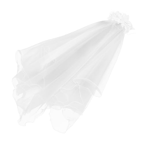 Balacoo Brautschleier Spitzenborte mit Kamm Weiß Romantische Blumenverzierung Eleganter Schleier für Verschiedene Hochzeitsfrisuren und Party Themen von balacoo