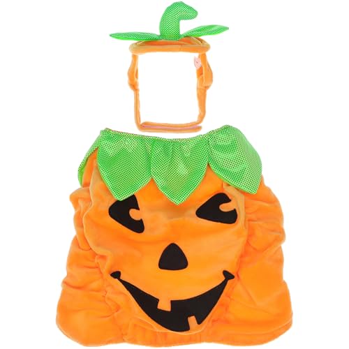 Balacoo Halloween Katze Kürbis Kostüm Verstellbare Plüsch Hut und Outfit Set Orange Lustiges Haustier Halloween Kostüm für Katzen und Kleine Hunde von balacoo