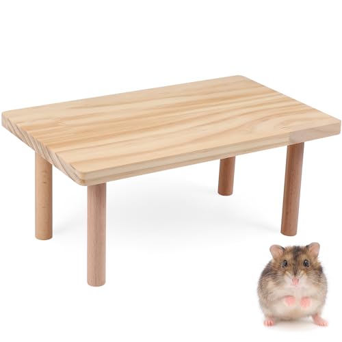 Balacoo Holz-Hamster-Plattform-Spielzeug, rustikaler Holzständer, Plattform, natürliches Holzregal, stehendes Plattform, Kauspielzeug für Hamster, Ratten, Meerschweinchen von balacoo