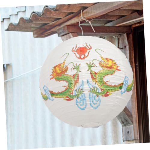 Balacoo Japanische Hängelaterne Rund Papierlaterne mit Doppeldrachen für Sushi Restaurants und Partydekoration Orient Deko für Hochzeit und Gartendeko von balacoo