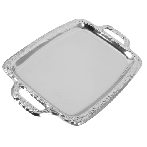 Balacoo Metall Serviertablett mit Griffen Rechteckige Servierplatte für Wohnzimmer und Küche Multifunktionales Tablett für Brot Snacks und Dekoration Tragbar und Umweltfreundlich Balacoo Metall Serviertablett mit Griffen Rechteckige Servierplatte für Wohnzimmer und Küche Multifunktionales Tablett für Brot Snacks und Dekoration Tragbar und Umweltfreundlich von balacoo