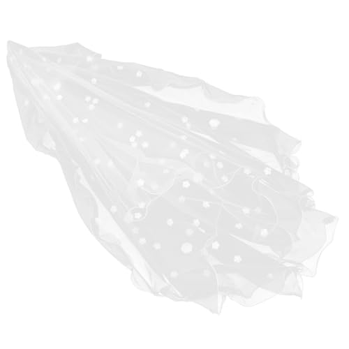 Balacoo Weißer Brautschleier mit Blumenapplikation Eleganter Hochzeitsveil Leichtes Tüll Accessoire für Braut Geeignet für Junggesellinnenabschied Verlobung und Hochzeitsfeier von balacoo