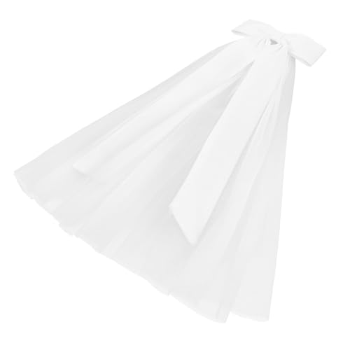 Balacoo Weißer Brautschleier mit Zweilagigem Satin Schleifen Design Eleganter Kurzschleier für Damen Einfach zu Tragen Vielseitiges Hochzeits Accessoire für Romantische Brautlooks von balacoo
