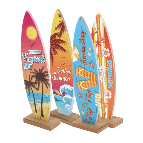 balacoo 4 Stück Teiliges Holz Surfbrett Dekorationsset Sommerliche Tischdeko für Zuhause und Geschäft Mediterraner Stil Strand Bar Ornament von balacoo