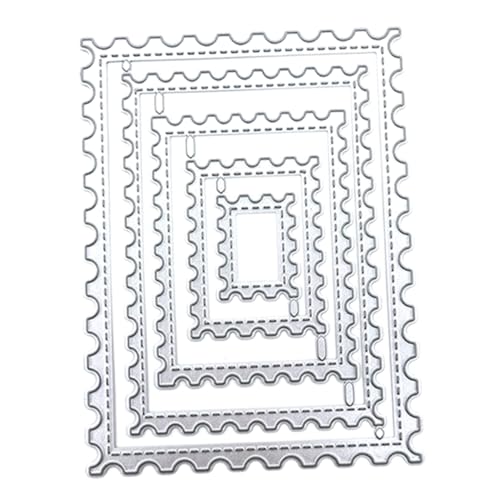 balacoo 5 Stück Teiliges Rechteckige Stanzschablonen aus Langlebigem Carbonstahl Silbernes Design Präzise Schneidewerkzeuge für Scrapbooking Kartengestaltung und DIY Bastelprojekte von balacoo