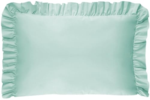 Balbina Kissenbezug 40 x 60 cm für Kinder & Babys, Kopfkissenbezug Baumwolle, für Kinderzimmer, Kinderwagen oder Kinderbett, Baumwoll-Kopfkissenbezug mit Rüsche & Reißverschluss, Mint von balbina