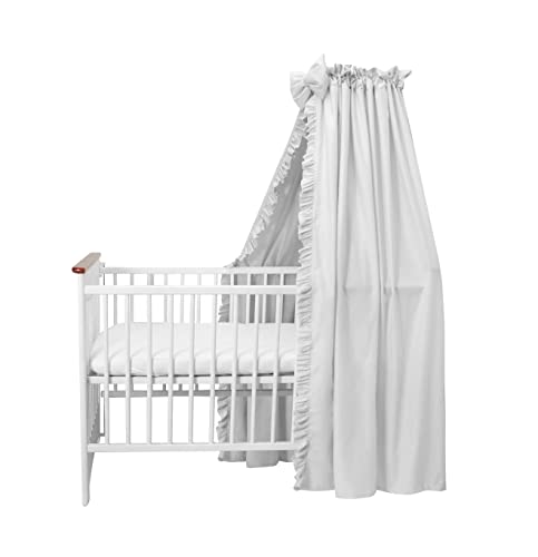 balbina Baldachin 100% Baumwolle, Deko-Set für Kinderbett, Betthimmel mit Rüsche & Schleife, Moskitonetz für Babyzimmer, Undurchsichtiger Bettvorhang ohne Himmelstange, 240 x 165 cm, Grau von balbina