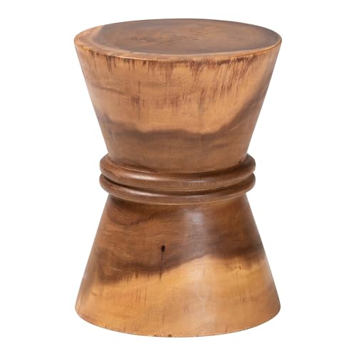 Bali & pari Samira Beistelltisch aus massivem Suar Holz - Handgefertigter skulpturaler Beistelltisch mit Sanduhr-Design, moderner Boho-Stil für Wohnzimmer oder Schlafzimmer von bali & pari