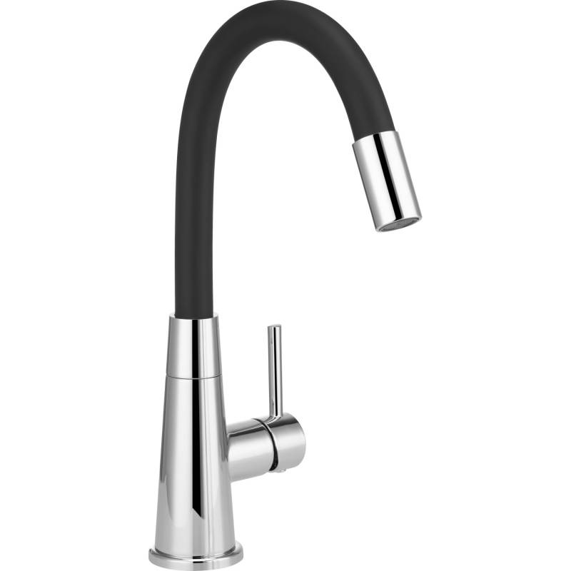 baliv Waschtischarmatur WT-690 mit flexiblem Silikon-Auslauf Verchromt Schwarz von baliv