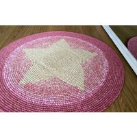 Kinderzimmer Teppich Star Teppich, Schöne Hand Gehäkelte Wolldecke, 39'' Durchmesser von balticfrog