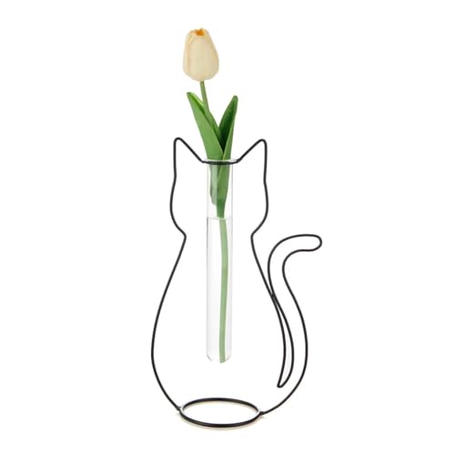 balvi Blumenvase Silhouette Farbe Schwarz Dekorative Vase in Form Einer Katze Metall/Glas von balvi