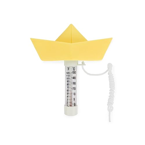 Balvi Pool-Thermometer Paper Boat Farbe Gelb Schwimmendes Origami-Boot Kunststoff 15 x 16 cm von balvi