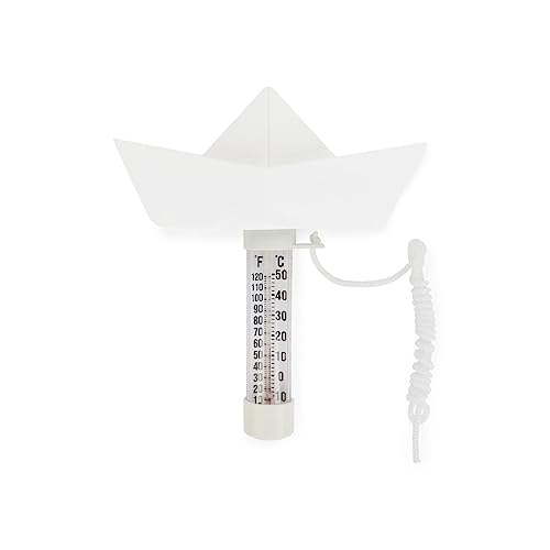 Balvi Pool-Thermometer Paper Boat Farbe Weiß Schwimmendes Origami-Boot Kunststoff 15 x 16 cm von balvi