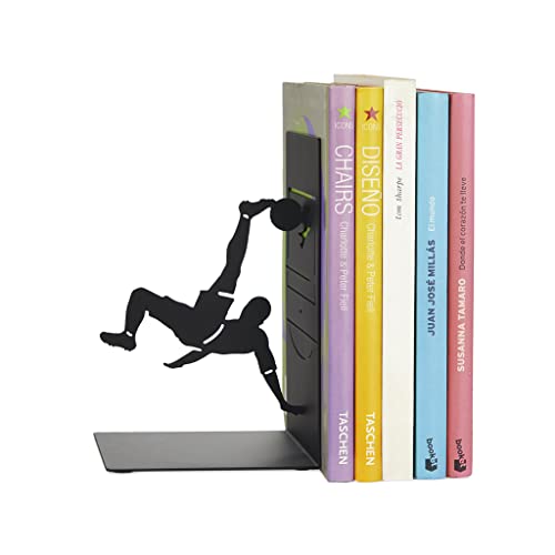 balvi Buchstütze Bicycle Kick Farbe Schwarz Buchstütze für Ihre Bücher im Regal in Form eines Fußball von balvi