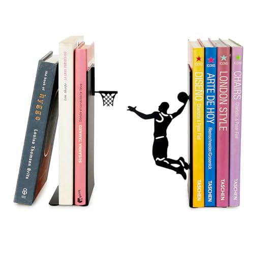 balvi Buchstütze Slum Dunk Farbe Schwarz Buchstütze für das Bücherregal in Form eines Basketballspiel von balvi