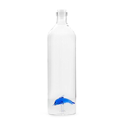 balvi - Atlantis Dolphin Wasserflasche aus Glas. Enthält eine Delfin-Figur. Mit Silikonverschluß. von balvi