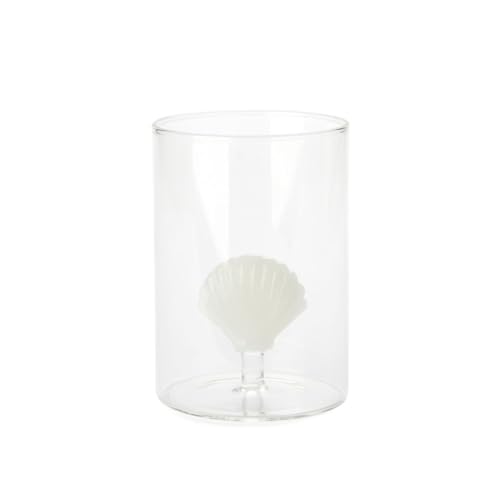 balvi Glas Atlantic Shell Farbe Weiß Handgemacht aus Borosilikatglas 300 ml von balvi