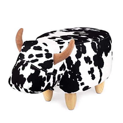 balvi Hocker La Vache Farbe Schwarz/Weiß In Form Einer Kuh Holzbeine Polyester/Holz von balvi