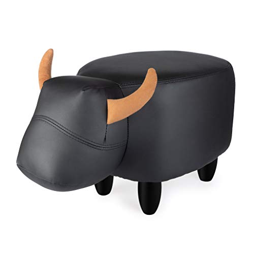 balvi Hocker La Vache Farbe Schwarz In Form Einer Kuh Holzbeine Kunstleder/Holz von balvi