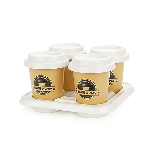 balvi Kaffeetassen-Set Take Away Farbe Braun und Weiß Inklusive Porzellantablett Aus Porzellan 75 ml von balvi