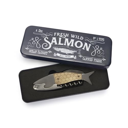 balvi Korkenzieher Wild Salmon Flaschenöffner und Multifunktionswerkzeug Metall-Box Stahl/Holz von balvi