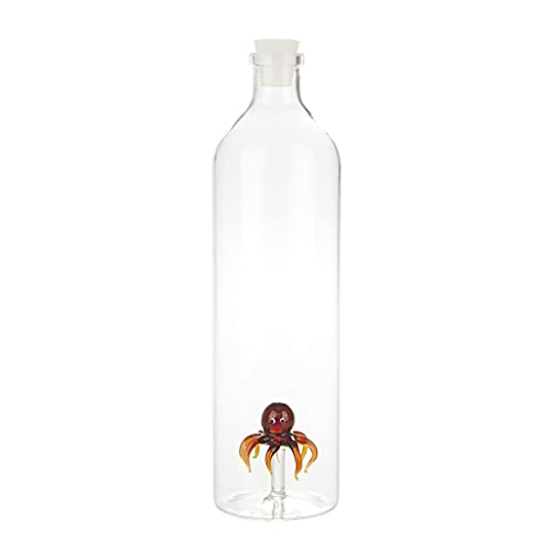 balvi - Atlantis Octopus Wasserflasche aus Glas. Enthält eine Oktopus-Figur. Mit Silikonverschluß. von balvi