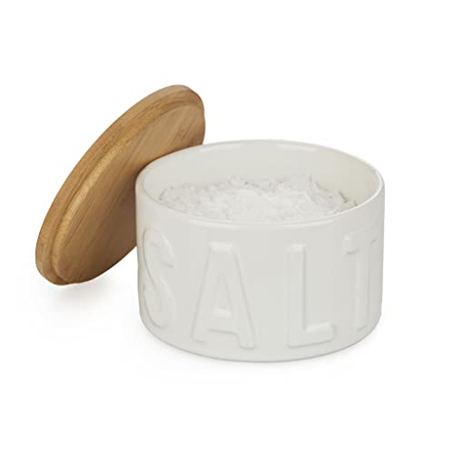 balvi Salzbehälter für Salz Farbe Weiß Salzstreuer mit Deckel für in die Küche XL Keramik/Bambus von balvi