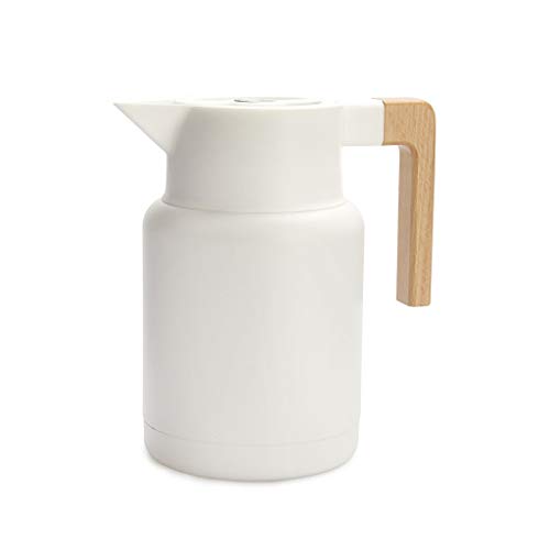 balvi Thermosflasche Home Farbe Weiß 1,3 l Auslaufsicherer Verschluss Schnelltrinkverschluss mit Holz von balvi