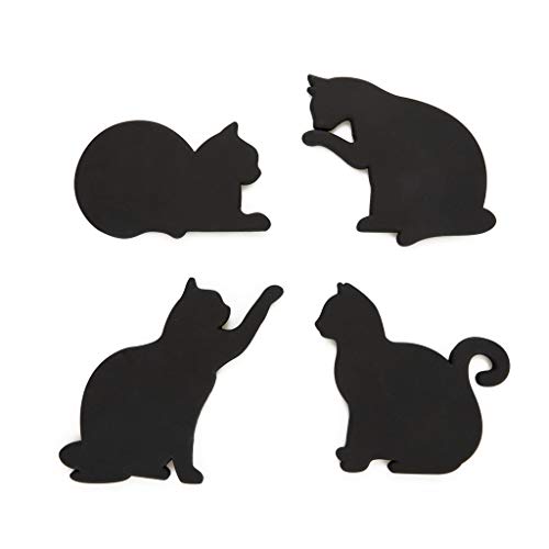 Balvi Glasuntersetzer Cat Farbe Schwarz Set bestehend aus 4 Glasuntersetzern in Form Einer Katze Mit von balvi