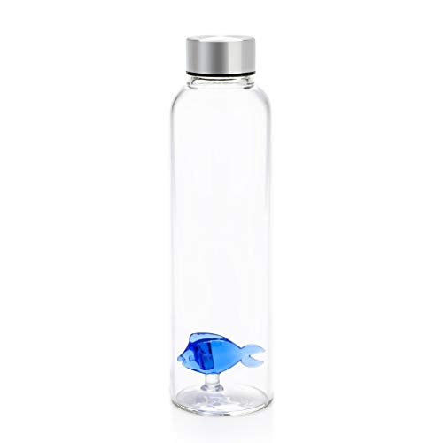 balvi Wasserflasche Blue Fish 0,5 l Mit Antitropf-Verschluss aus Edelstahl Ideal für den Nachttisch o von balvi