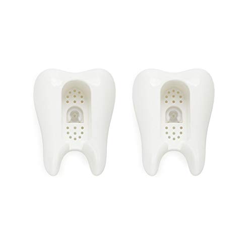 balvi Zahnbürstenhalter Toothy Weiß Farbe Set von 2 Stück Saugnapf ABS Plastik von balvi