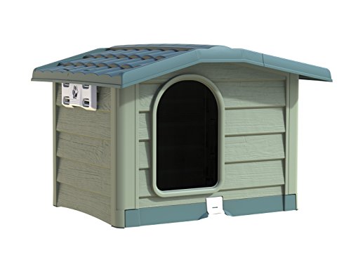 Bama Plastik Hundehütte Bungalow Medium - Grün - 89 x 75 x 62 cm - Abnehmbarer Boden - Verstellbares Dach - Einfaches Verbindungssystem von bama