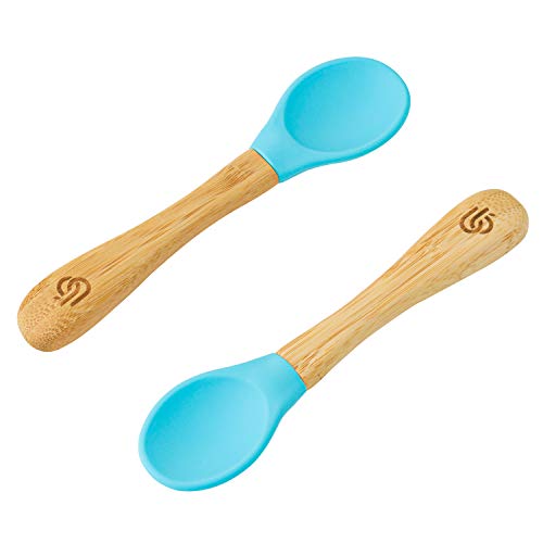 Bamboo Baby Feeding Spoons with Soft Curved Silicone Bowl Tips for Toddlers and Infant(Blau) von bamboo bamboo