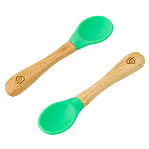 Bamboo Baby Feeding Spoons with Soft Curved Silicone Bowl Tips for Toddlers and Infant(Grün) von bamboo bamboo