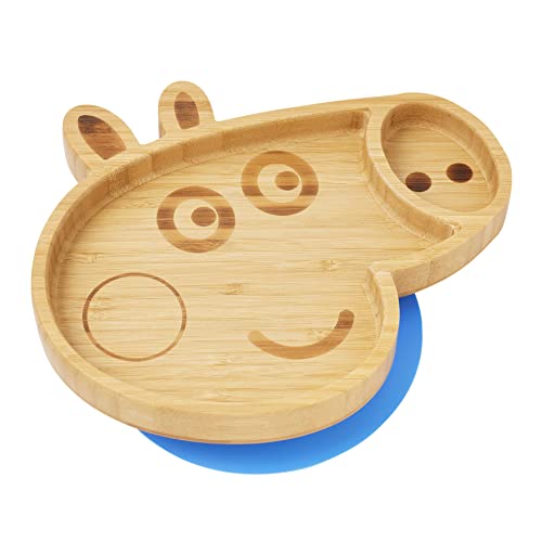 bamboo bamboo Peppa Pig X Babyteller - Kinder und Kleinkinder Saugnapf Bambus Teller für Babys | ungiftig | kühl auf der Haut | ideal für Baby-LED Entwöhnung (George Pig) von bamboo bamboo