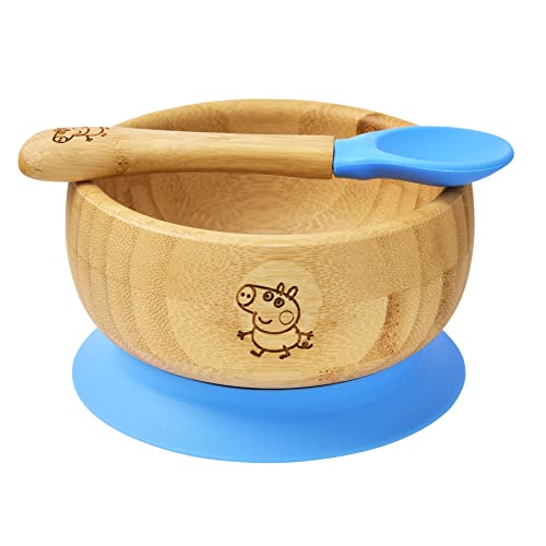 bamboo bamboo X Peppa Pig Baby und Kleinkind Saugnapf zum Füttern und Entwöhnen | Hervorragende Saugkraft | Bambus Baby Saugschalen ab 6 Monaten (George Pig) von bamboo bamboo