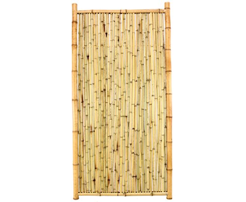 Bambus Sichtschutzwand Ten Premium 180 x 120cm im Rahmen - Bambuswand aus dünnen Bambusrohren mit Klarlack lackiert 1,8m x 1,2m von bambus-discount.com