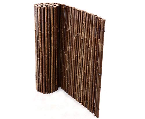 Bambusmatte naturschwarz 180 x 250cm aus Nigra Bambusrohren mit ca. 24mm Durchmesser - Sichtschutzmatte Bambus Rollzaun 1,8 x 2,5m von bambus-discount.com