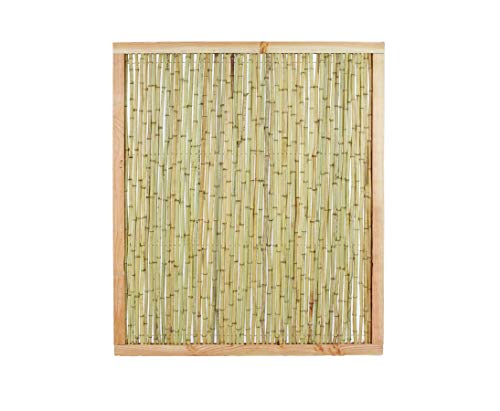 Bambuswand KOH Samui 2" 140 x 120cm mit Bambusrohren Durchmesser 1,8 bis 2cm im Naturrahmen - Bambus Sichtschutzwand Bambuszaun 1,4m x 1,2m von bambus-discount.com