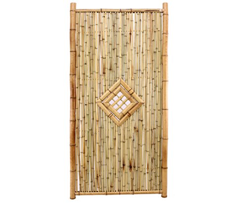 Bambuszaun " TEN New Line3" 180 x 90cm mit Fenster, Füllung und Rahmen aus Bambusrohren - Bambus Sichtschutzelement Sichtschutzwand 1,8m x 0,9m von bambus-discount.com