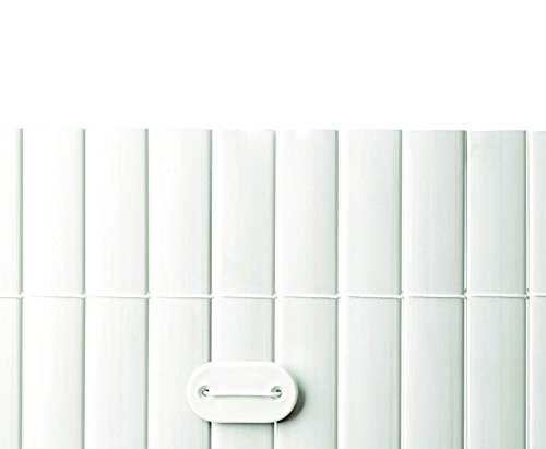 Befestigungsset für PVC Sichtschutzmatten weiß, 26 Stück - Montagematerial Clips und Drahtschlaufen für Kunststoffmatten von bambus-discount.com