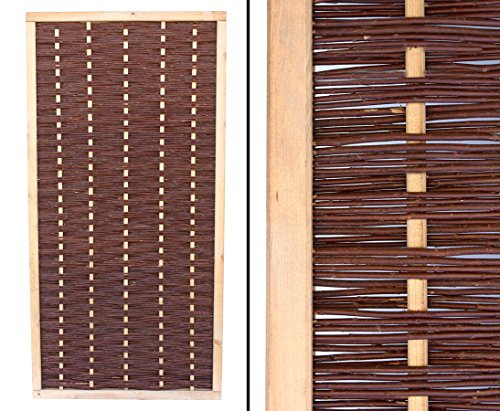 bambus-discount.com Sichtschutzwand Weide Mia 180 x 90cm hochwertig, gekochte Weide im gebeizten Holzrahmen von bambus-discount.com