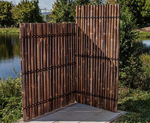 Bambus Zaun "Apas7" schwarz- braun, starre Verschnurrrung, Druch. 6 bis 8cm, 150 x 120cm von bambussi.com von bambussi