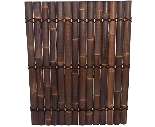 Bambus Zaun "Apas8" schwarz- braun starre Verschnurrrung, Halbe Rohre 6 bis 8cm mit 180 x 90cm von bambussi.com von bambussi
