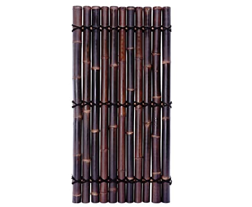 Bambuswand "Apas19" 180x90cm mit schwarzen Bambusrohren Durch. 8 bis 10cm von bambussi.com von bambussi