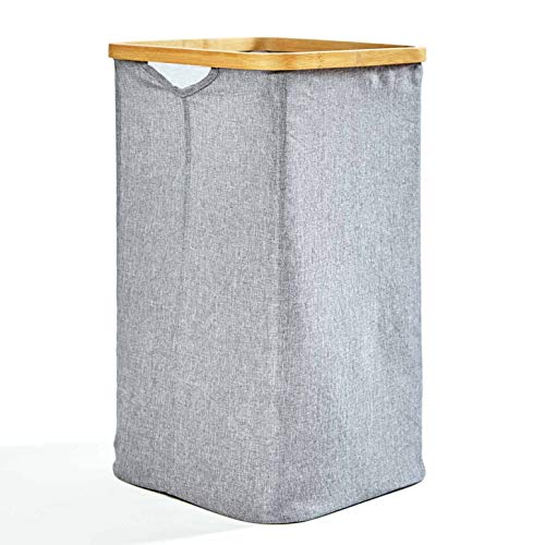 bambuswald© Faltbarer Wäschekorb mit Ring aus ökologischen Bambus ca. 50x32cm & 50 Liter Inhalt| Wäschesortierer Wäschebehälter Wäschetruhe Wäschesack Wäschebox Badezimmer Truhe Aufbewahrungskorb von bambuswald