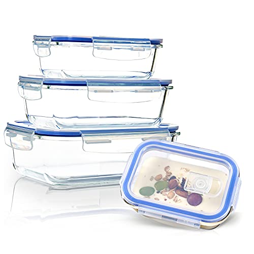 bambuswald© auslaufsichere Vorratdosen Glas mit luftdichten Deckel 4er Set | verschließbare & stapelbare Glasbehälter 370ml 640ml 1040ml 1520ml - Ofenform Lunchbox Dose Auflaufform Frischhaltedosen von bambuswald