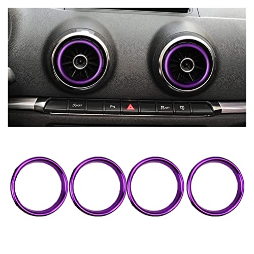 Innenabdeckung Für A3 8V S3 2014-2020/Q2 2018-2022 Innenraum Auto Aufkleber Instrumente Luftauslass Abdeckung Aufkleber Dekorationsring Abdeckung Dekoration (Farbe : Purple Inner Ring) von baming