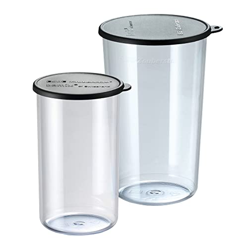 bamix Becherzubehör Set, 2-teiliges Messbecher-Set, 400 ml / 600 ml, Hitzebeständig, Kunststoff, BPA-frei, mit Deckel, Durchsichtig von bamix