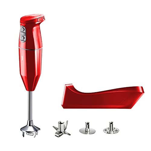 bamix Stabmixer Set cordless PLUS kabelloses, inkl. Multimesser, Quirl, Schlagscheibe aus Edelstahl, 250 Watt, 3-Stufen, Made in Switzerland, Rot von bamix